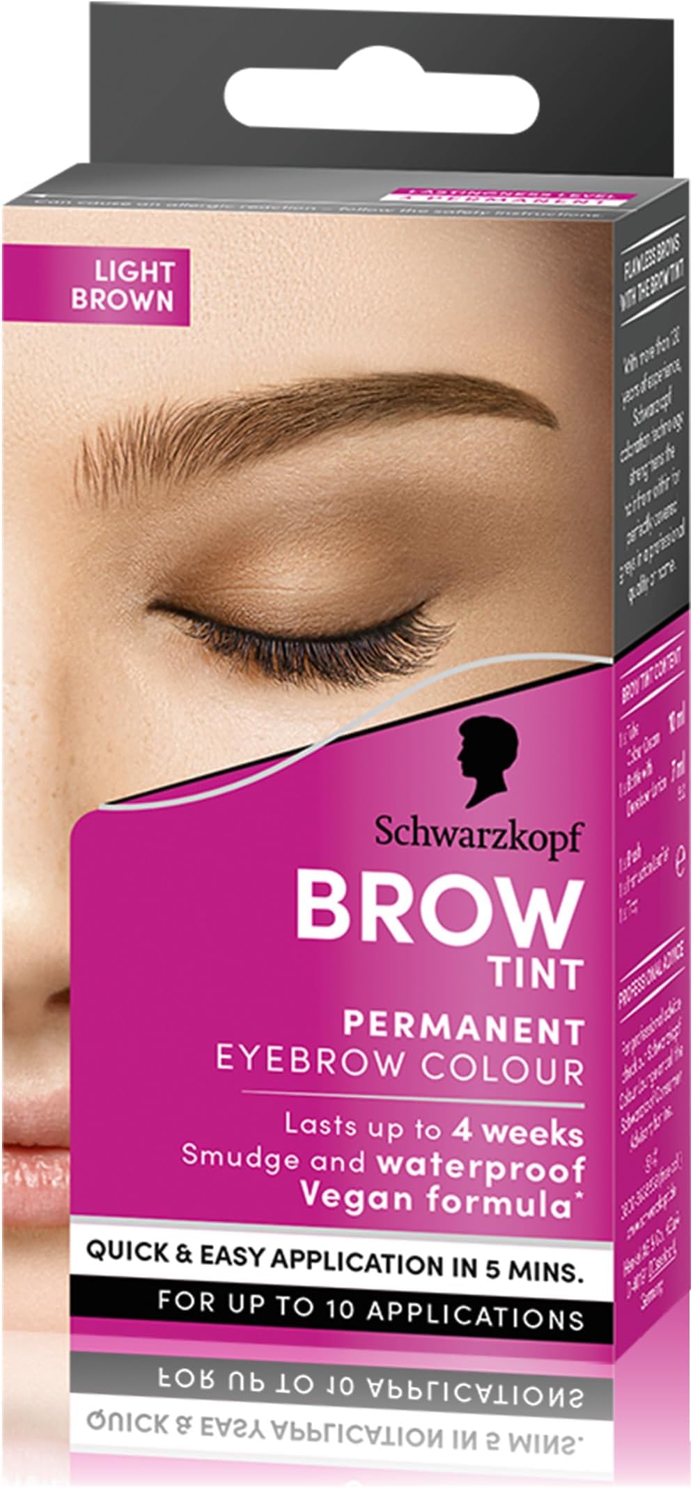 Brow Tint Light Brown, Permanent Eyebrow Colour for up to 10 Applications, Lasts up to 4 Weeks and Covers Grey Hairs, Waterproof & Smudge-proof, Vegan Formula, 10 ml