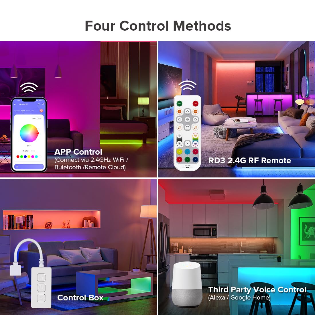 BTF-LIGHTING FCOB RGBW LED Kit 5M 896LEDs/m Bianco PCB DC24V IP30 Striscia luminosa LED RGB+bianco caldo LED Tape con SP544E 2.4Ghz WiFi PWM RGBW LED Controller per la decorazione domestica fai da te