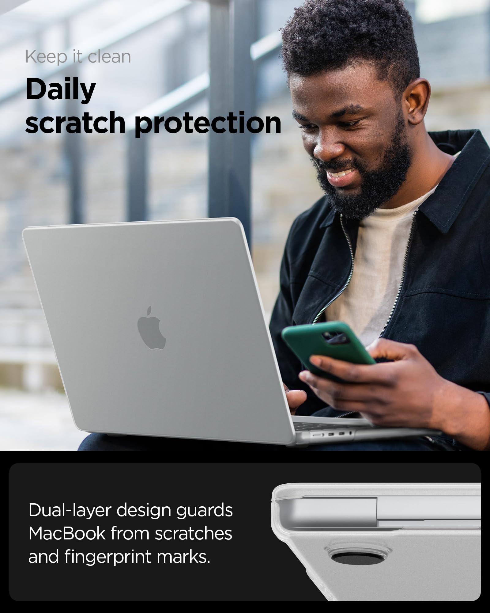 Spigen Air Skin Coque Compatible avec MacBook Pro 14 M5 Pro/M5 Max(2026), M5(2025), M4/M3/M2/M1/Pro/Max (2024/23/21) étui Rigide translucide Transparent - Transparent Givré