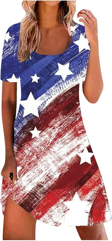 Amazon.com: DII osedhc Vestido patriótico del 4 de julio para mujer, mini  vestido de manga corta para verano, día conmemorativo, playa, vestidos de  verano : Ropa, Zapatos y Joyería