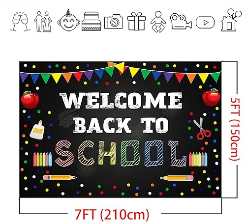 Miniatura 4 de Mocsicka Telón de fondo para el regreso a clases, 7 x 5 pies, para el primer día de escuela, para el primer día de jardín de infantes, cartel de