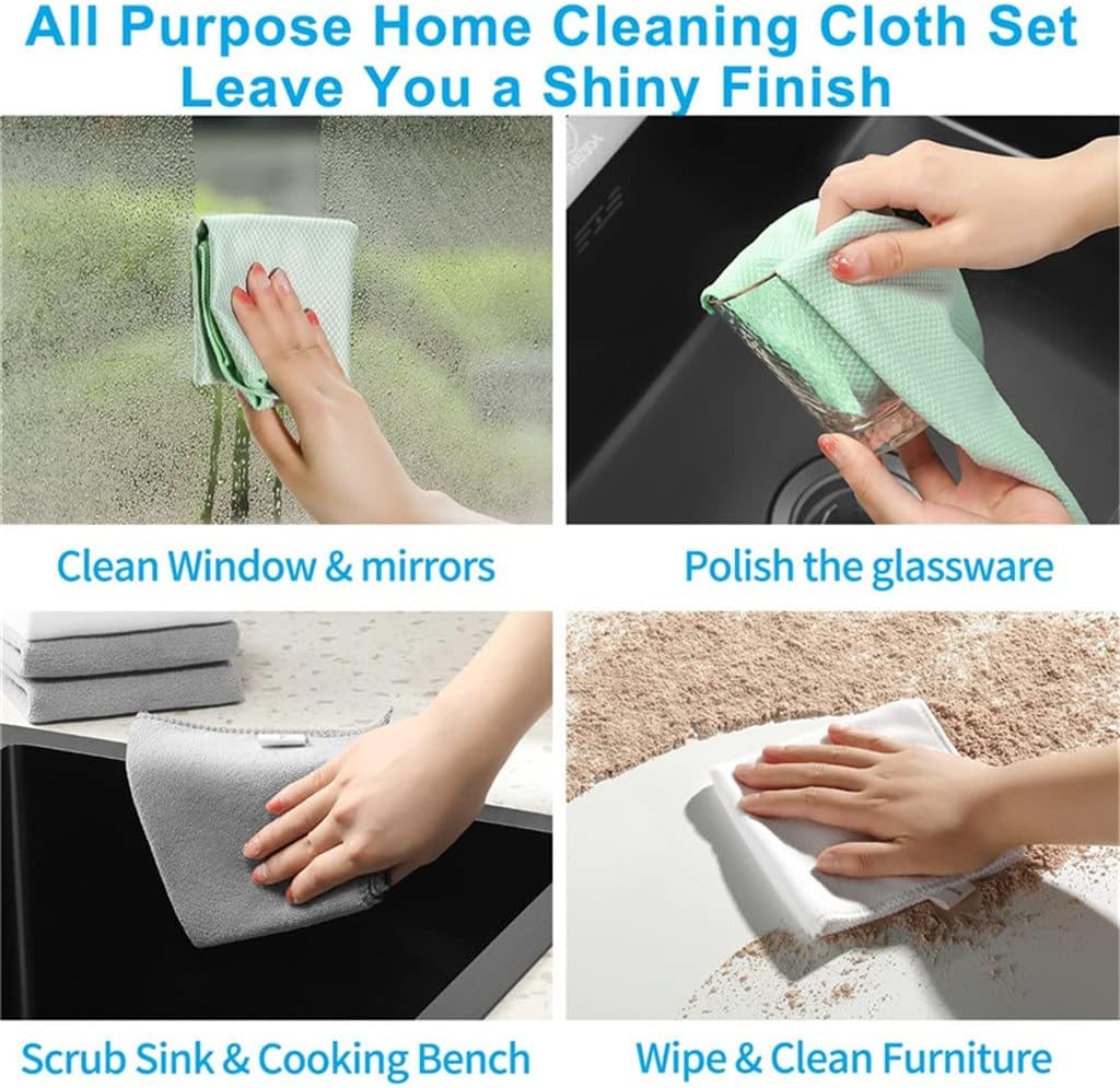 10 Pieces 30 * 40cm Kitchen Oil-Proof Cleaning Towel Absorbent Fish Scale Cloth