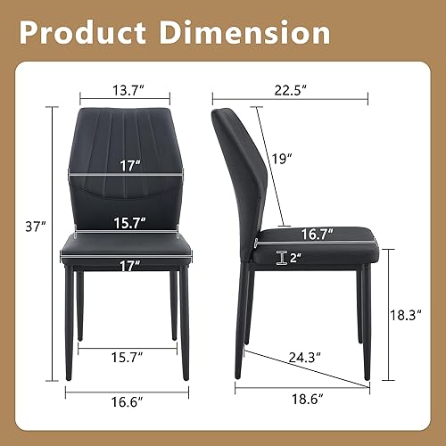 Miniatura 2 de Set of 4 Dining Chairs with Ergonomic Shell-Pattern Backrest, 37 Inches High - Tech Fabric Comfort for Dining Room, Kitchen, and Table & Chair