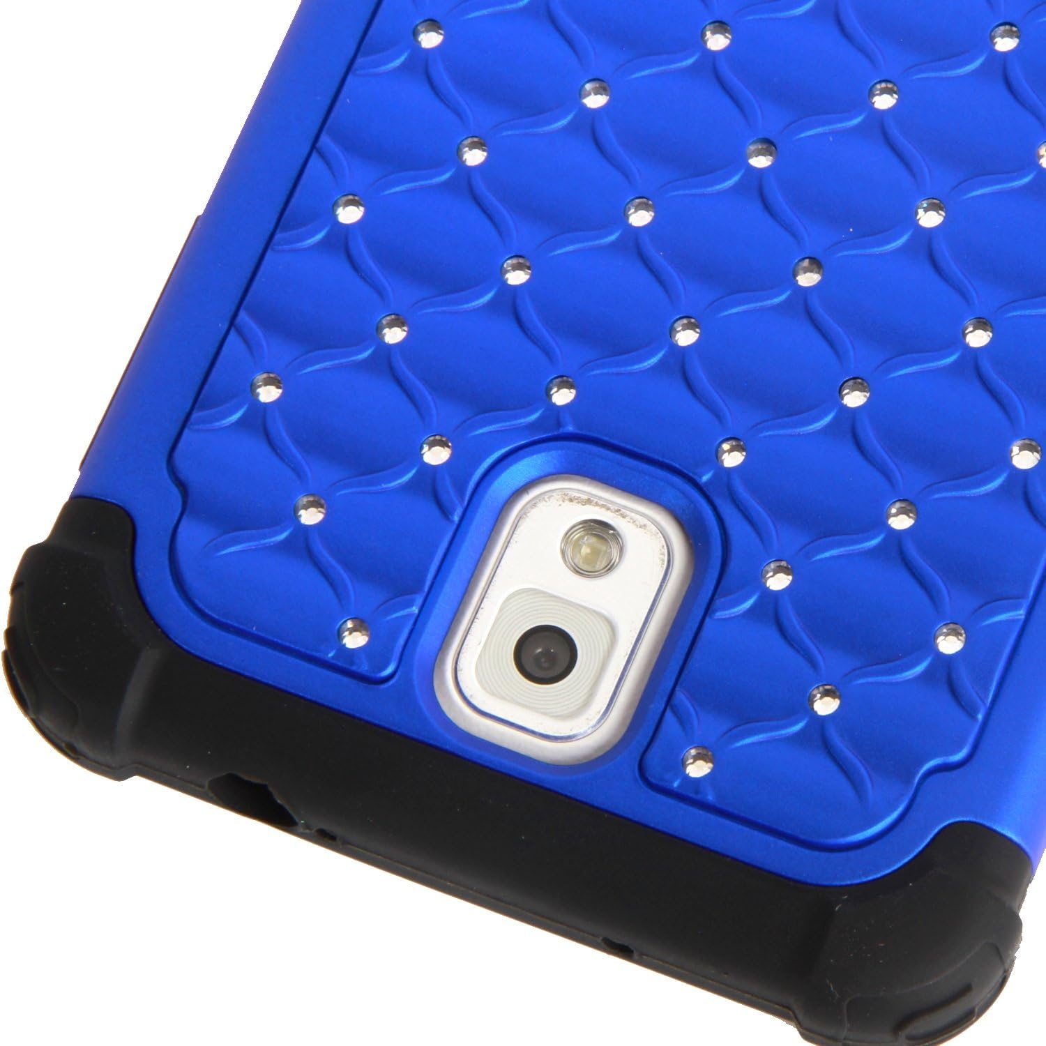 Galaxy Note 3 Case, Style4U Studded Rhinestone Crystal Bling Hybrid Armor Case Cover for Samsung Galaxy Note 3 N9000 N7200 with 1 HD Screen Protector and 1 Stylus (Ocean Blue/Black)