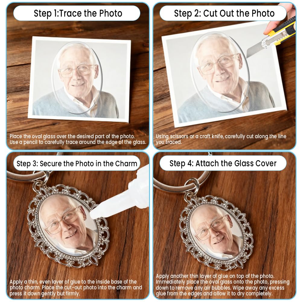 Memorial Keychain DIY Kit for Photo, Sympathy Gifts for Loss of Mother Father Husband Son, Bereavement Condolence Gift, In Loving Memory Keepsake with Angel Wing Charm, Ready for Gifting