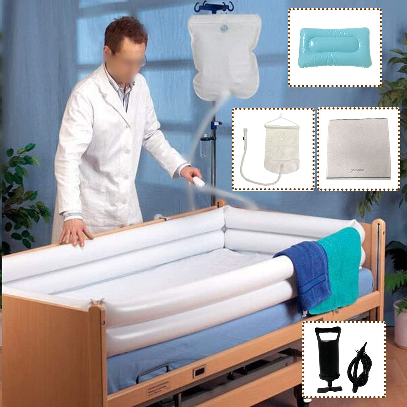Inflatable Shower Bathtub Kit, Adult Bathtub Shower System, Bath in Bed