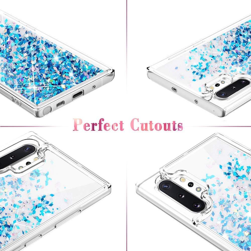 Caka Case for Galaxy Note 10 Plus Glitter Case Liquid Bling Shiny Luxury Flowing Sparkle Shining TPU Clear Cute Women Girls Phone Case for Samsung Galaxy Note 10+ Plus 5G (6.8 inch) (Blue)