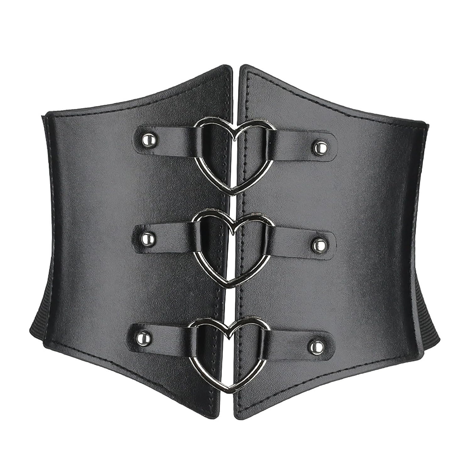 Womens Underbust Corset Gothic Steampunk Metal Heart Buckle PU Corsets Body Shaper Waist Cincher Nightclub Bustier