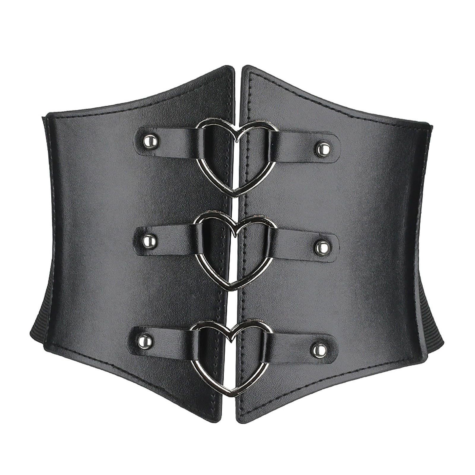 Womens Underbust Corset Gothic Steampunk Metal Heart Buckle PU Corsets Body Shaper Waist Cincher Nightclub Bustier