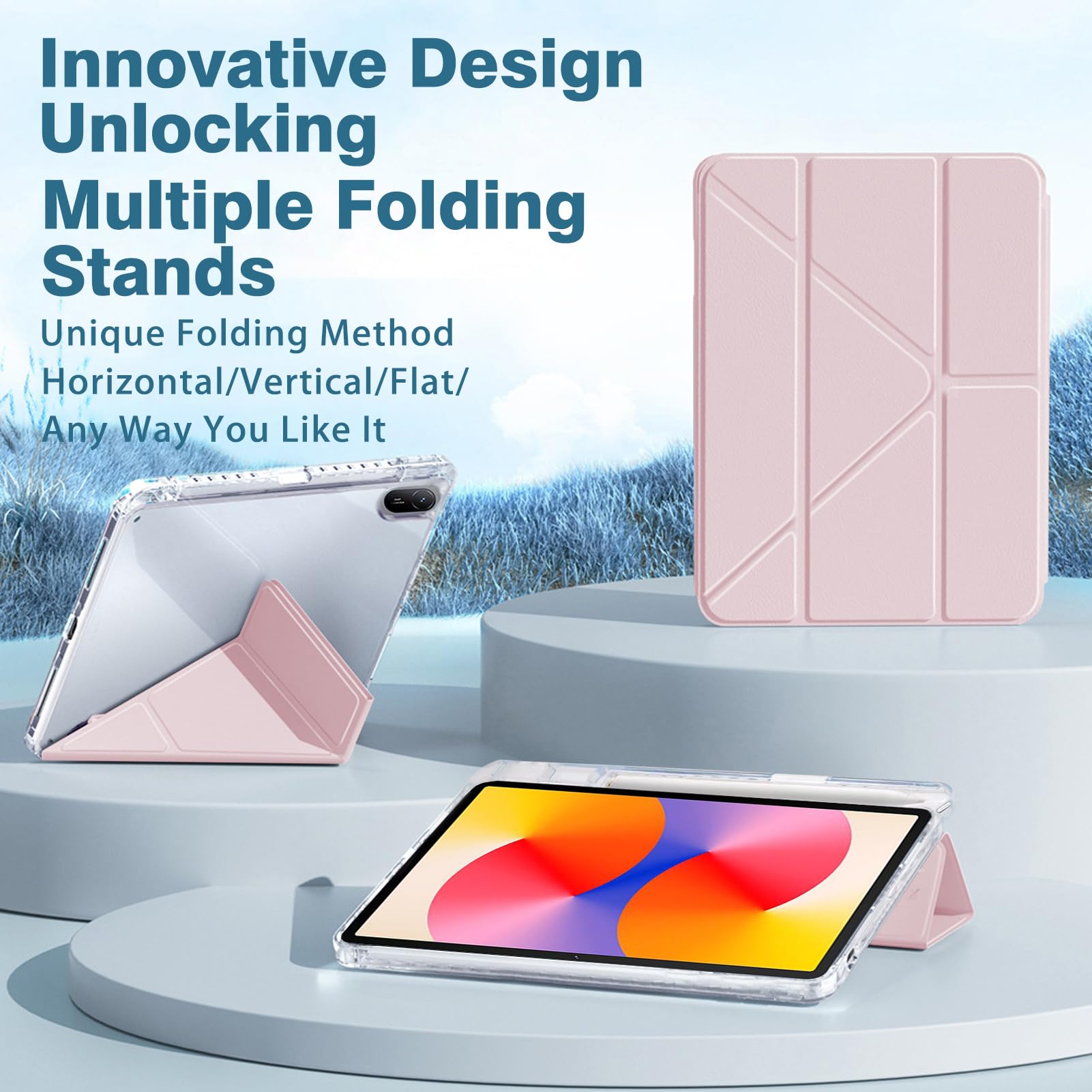 Custodia Per Huawei MatePad 11 (2021) Con Pennino Capacitivo – Pelle PU, Rosa Oro, Con Portapenna E Supporto Pieghevole
