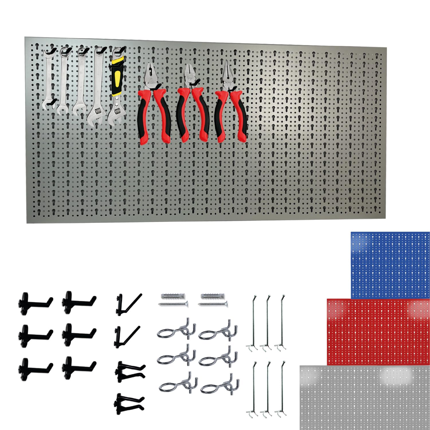 Crisalide® Pannello Portautensili Officina 100x50 cm con Kit Ganci Inclusi – Parete Porta Attrezzi in Metallo per Garage, Banco da Lavoro e Laboratorio – Organizer Utensili da Parete
