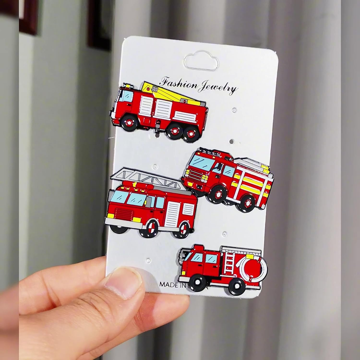 Fire Truck Engine Brooch Pins Cartoon Jewelry for Women Firefighter Fans Backpack Suits Accessories image 4