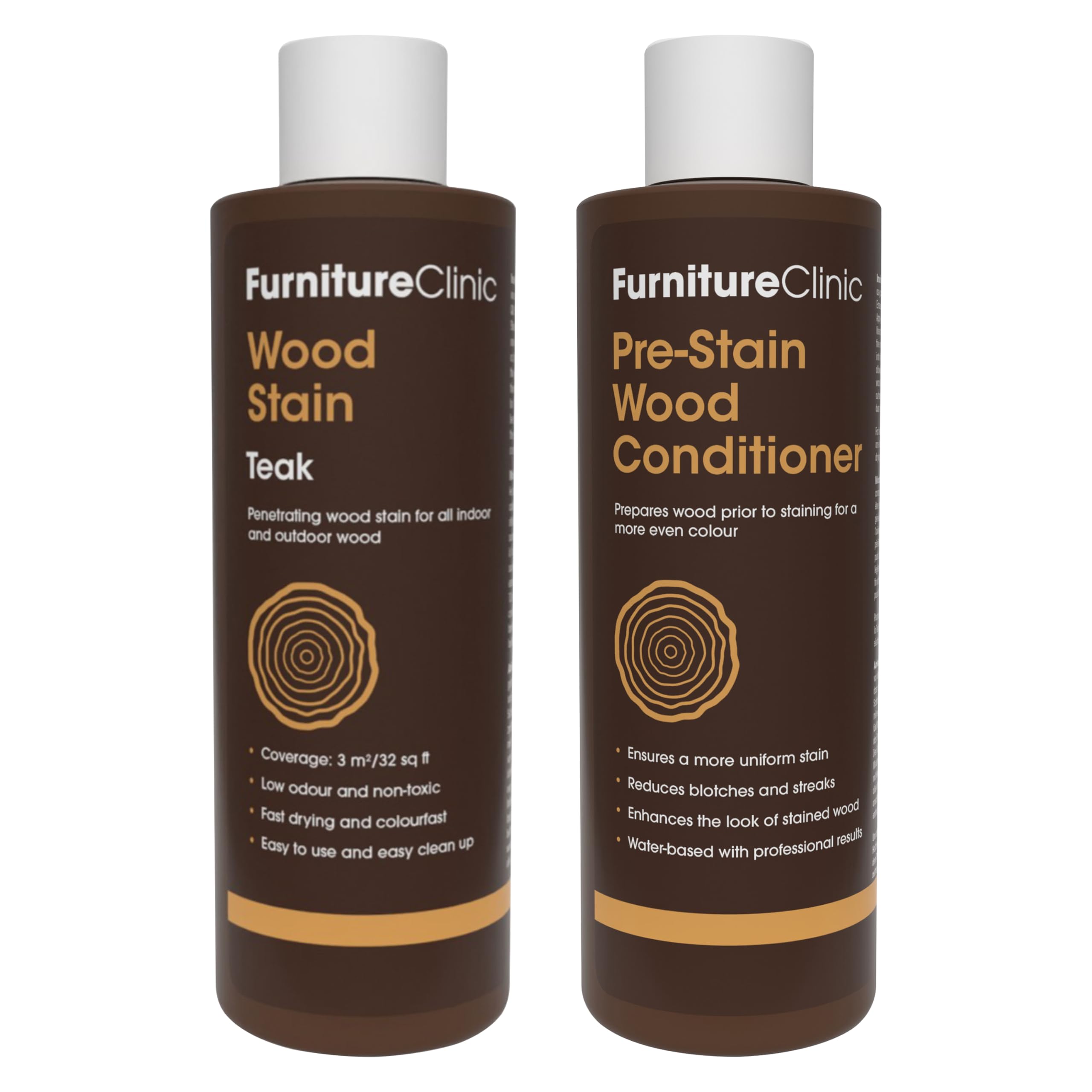 Furniture Clinic 8.5oz Teak Wood Stain + 250ml Pre-Stain Wood