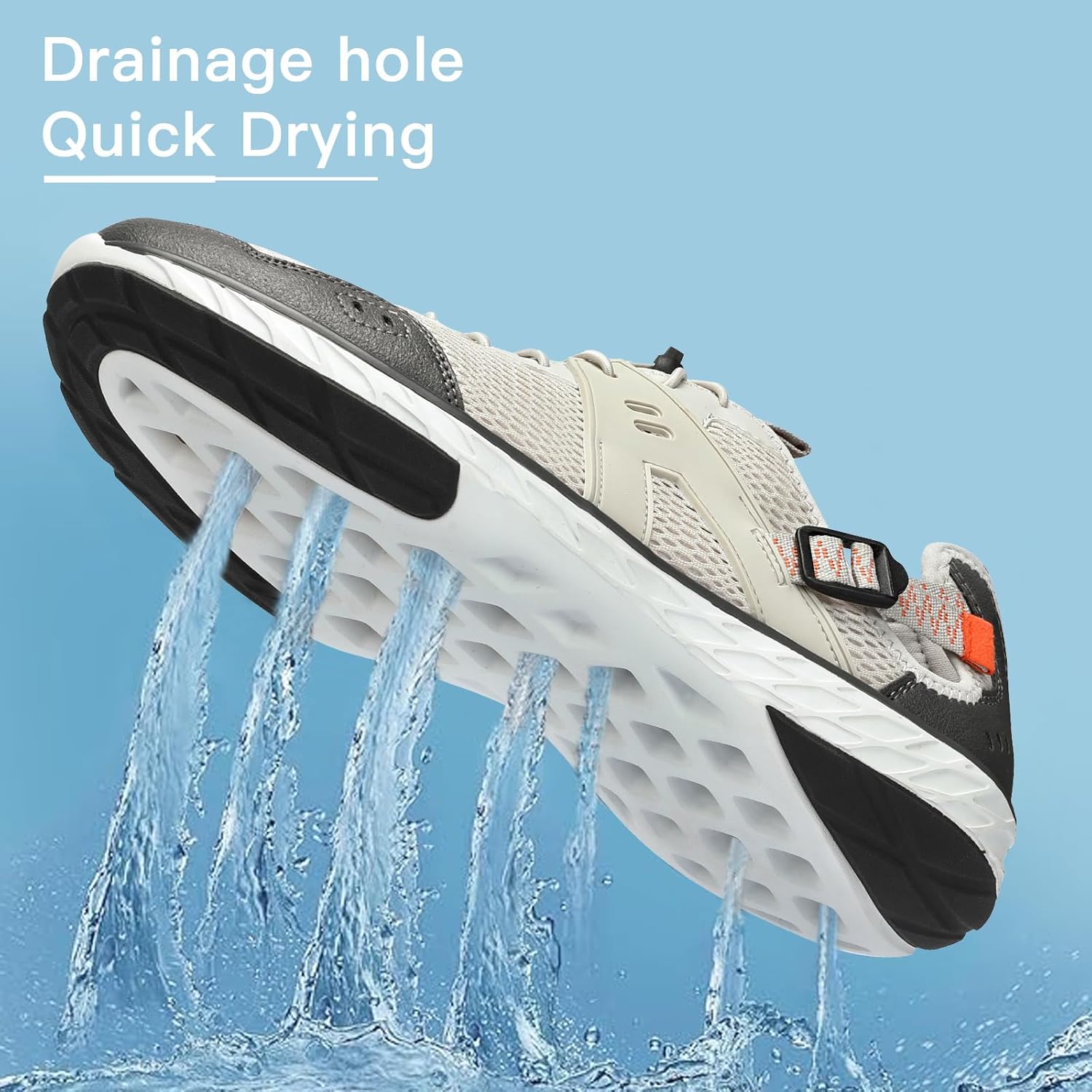 Kricely Water Shoes Men Quick Dry Aqua Shoes Swim Shoes for Men Non-Slip Beach Shoes Outdoor for Surfing 11 Light Grey image 2 of 7 B0DQ52KJ9T