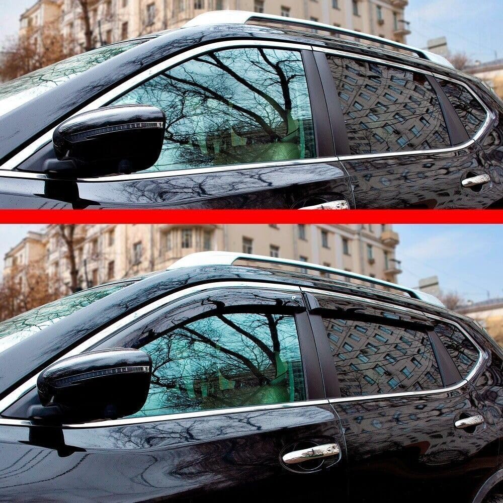 CT Wind Visor Deflectors Set of 4-Piece - Car Ventvisor Door Side -Window Air Guard Deflectors for Protection Against Snow Sun and Rain Compatible with Cadillac XTS I Sd 2012-2017 - Dark Smoke