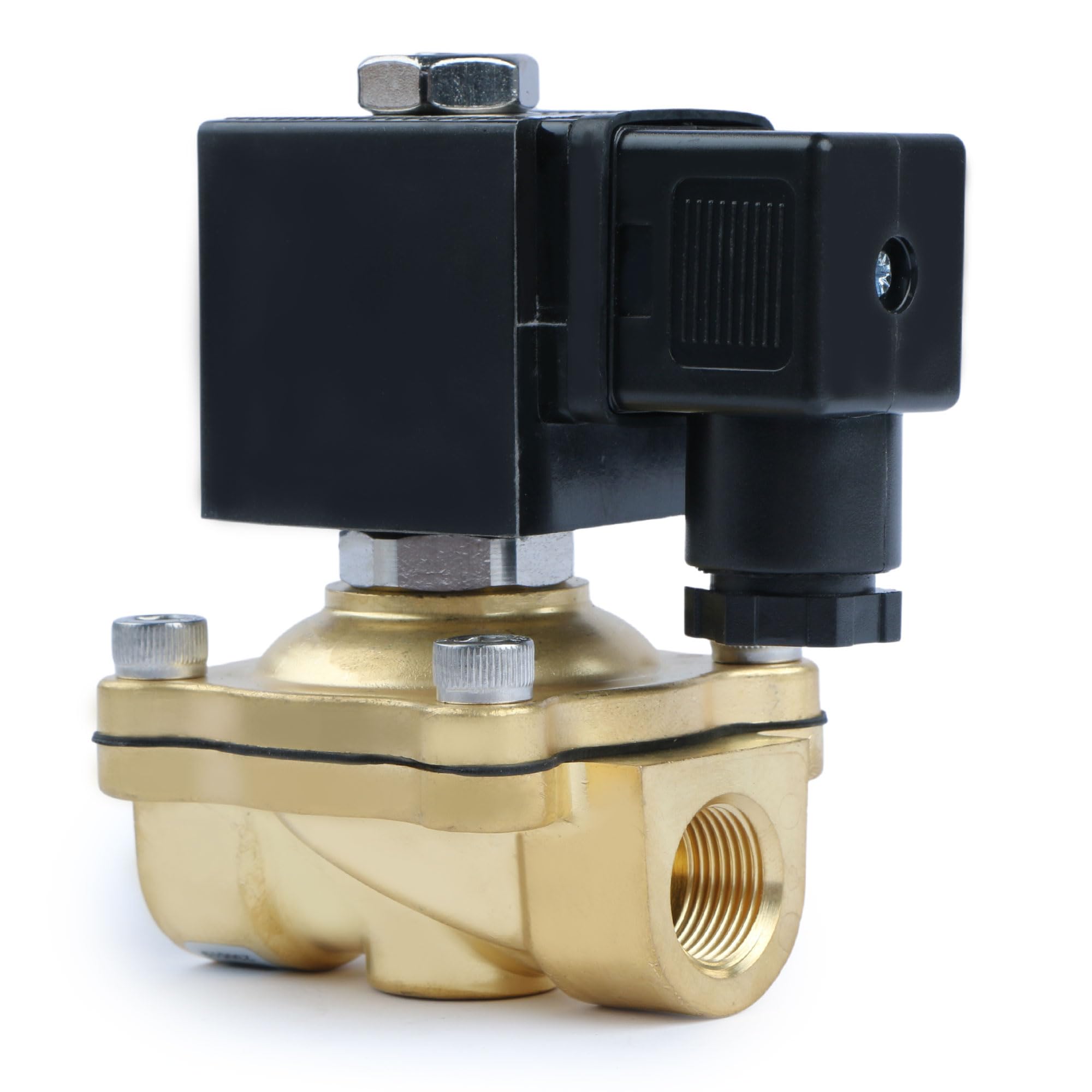 U.S. Solid Electroválvula latón G 3/8 pulgada 24 V CA normalmente cerrada NC 10 bar, válvula eléctrica para agua, aire, diésel, queroseno, gasolina