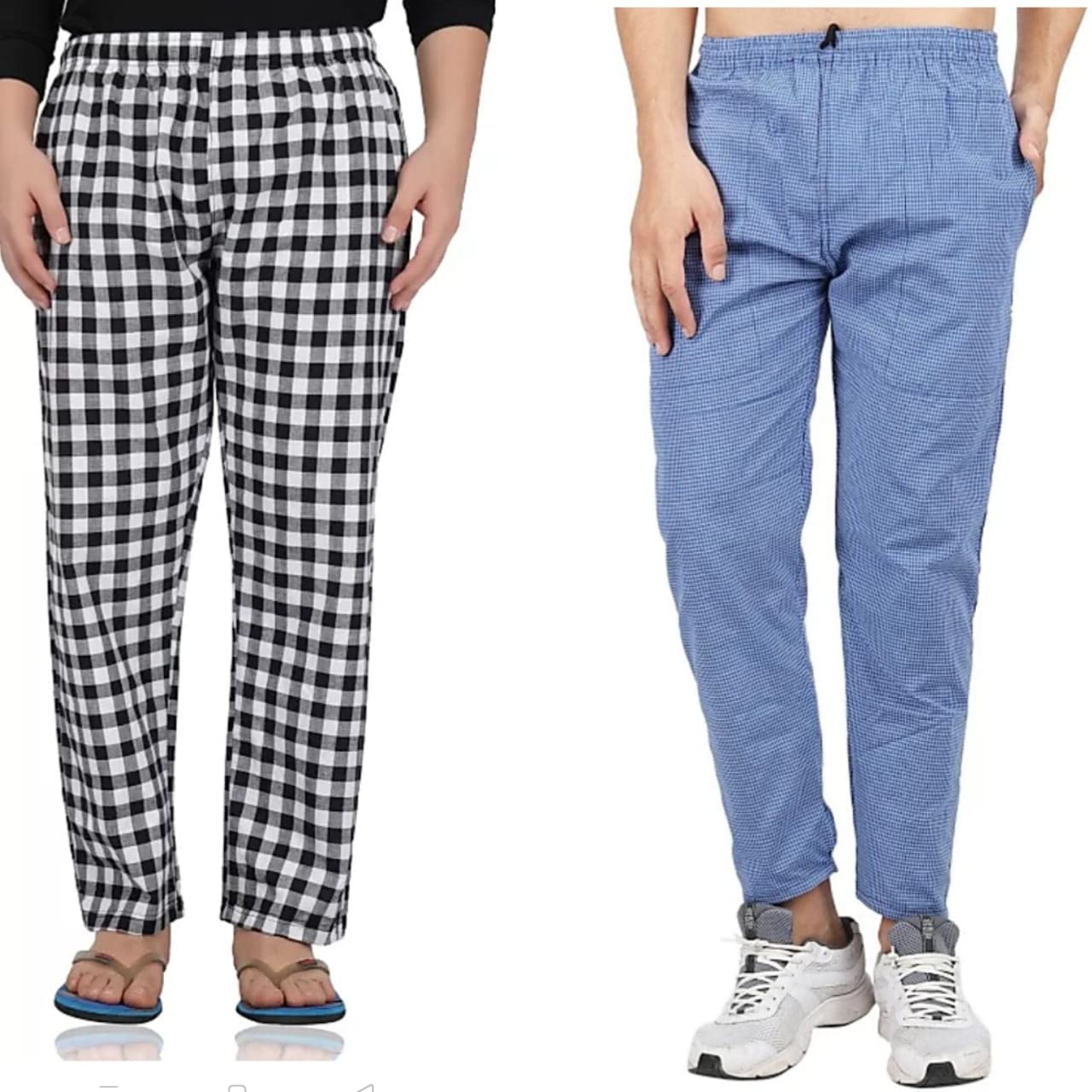 Men's Cotton Checkered Printed Pyjama, Pajamas Colors -(Red, Yellow ( Pack of 2 )-image-42