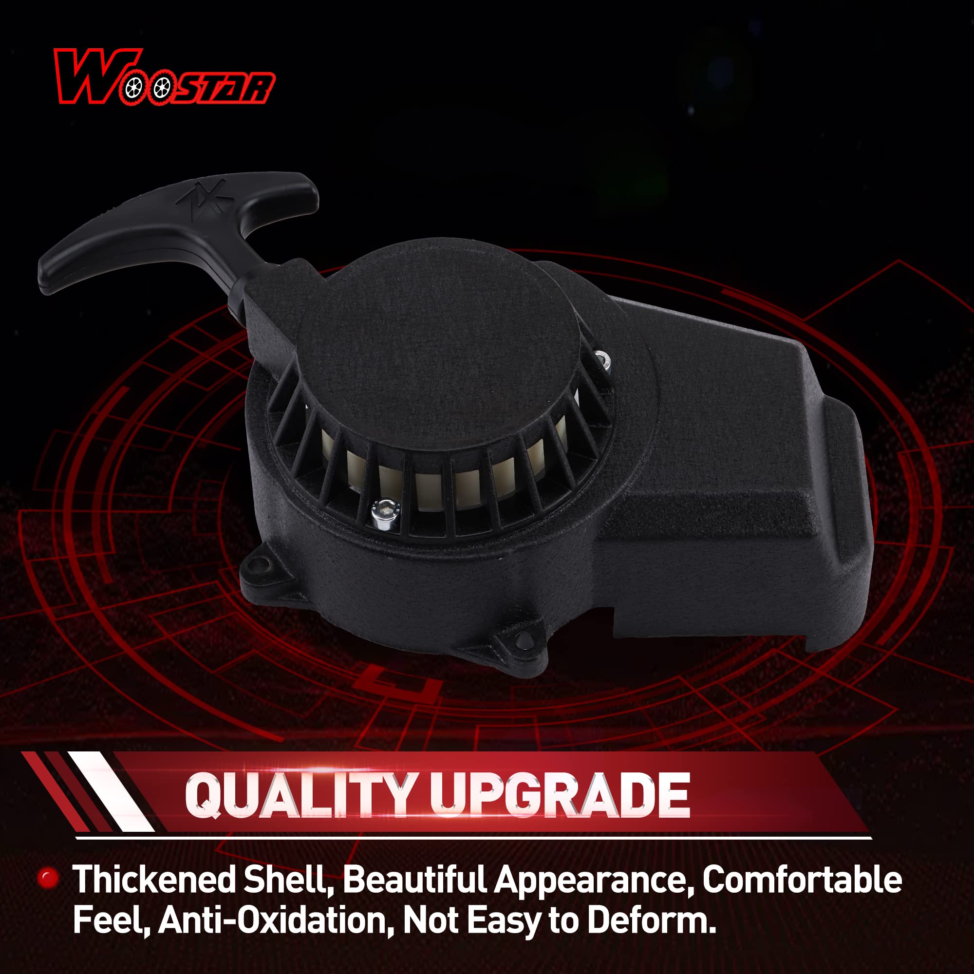 WOOSTAR Arrancador de Retroceso Reemplazo para 47cc 49cc 2 Tiempos Pit Bike ATV Quad Scooter Ciclomotor Negro
