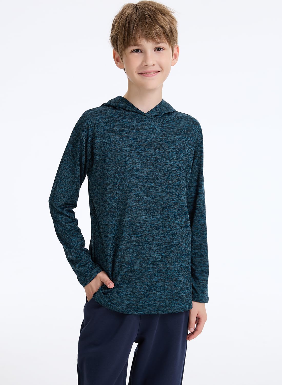 3 Pack Dry-Fit Youth Boys Long Sleeve Athletic Hoodie Sweatshirts Active Hooded Pullover Shirts for Teen Kids - Image 5