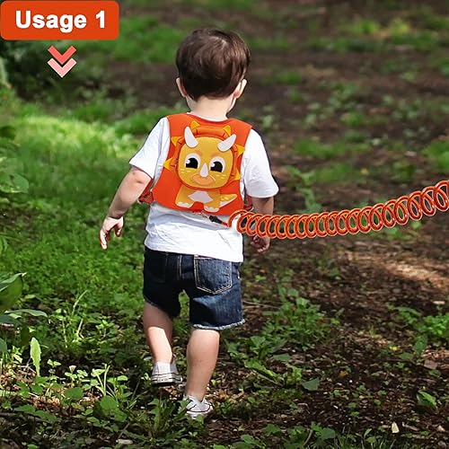 Miniatura 5 de Accmor - Correa de arnés para niños pequeños con eslabón de muñeca antipérdida, 3 en 1, arnés de dinosaurio para niños, lindo triceratops para