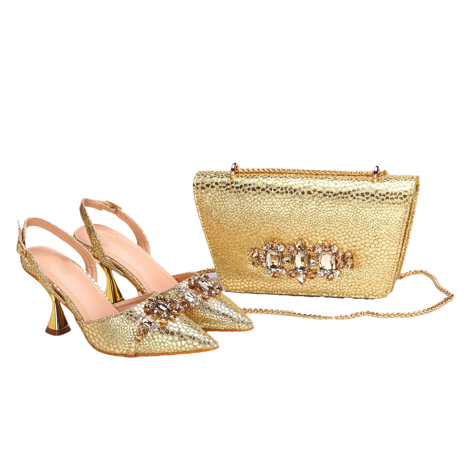 Set da donna con tacco e borsa abbinata, scarpe eleganti per feste e matrimoni