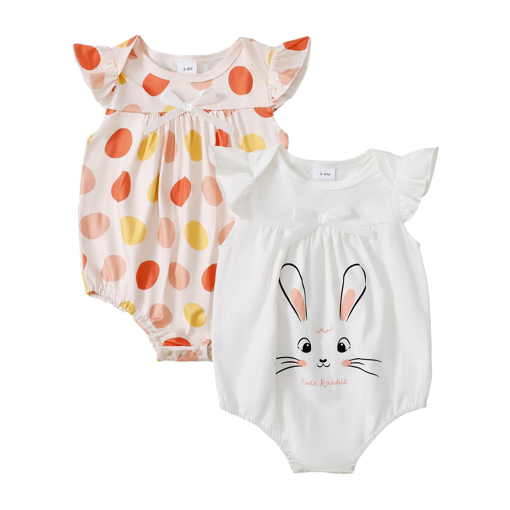 CVXV Newborn Baby Girl Organic Cotton One-Pieces Romper Ruffle Short Sleeve Bodysuits