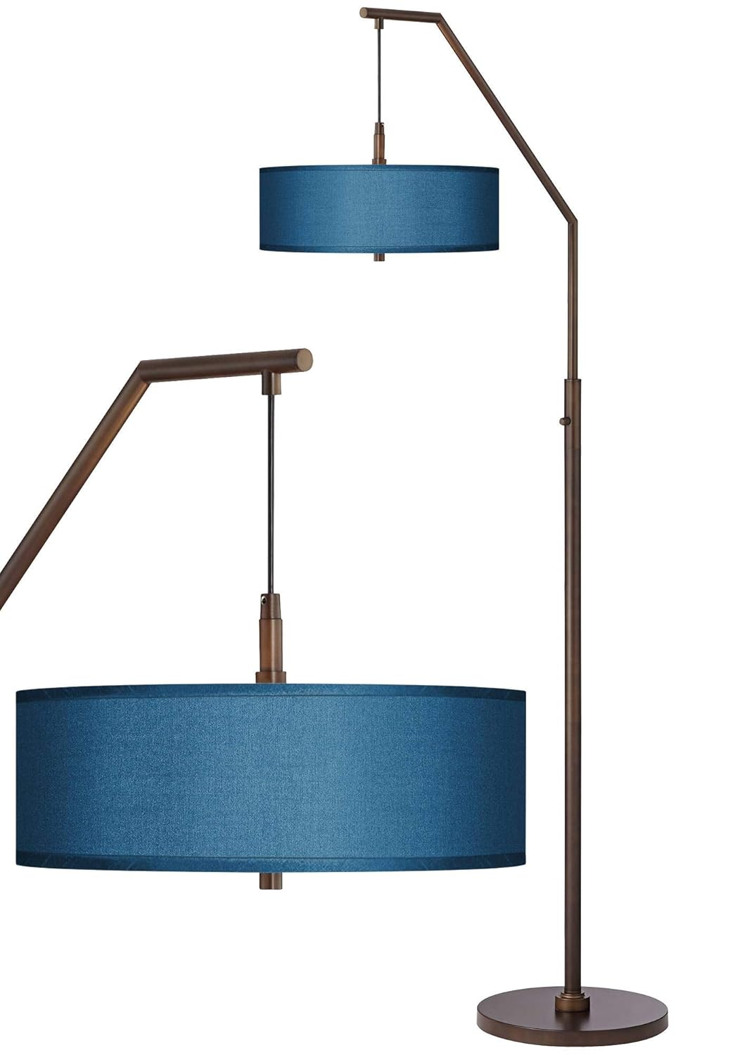 Possini Euro Design Modern Arched Floor Lamp Downbridge 71 5 Tall Oil Rubbed Bronze Blue Fabric Drum Shade