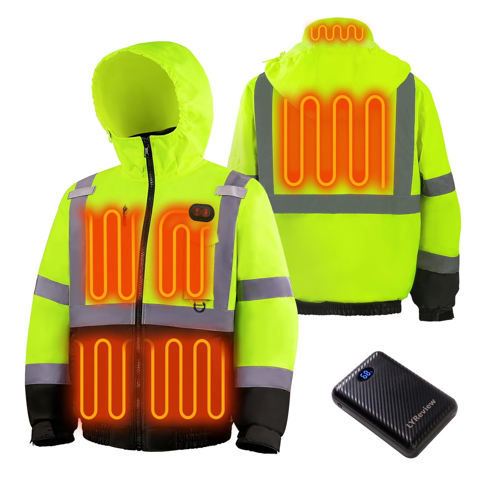 Safety Heated Jacket Class 3 Hi-Vis