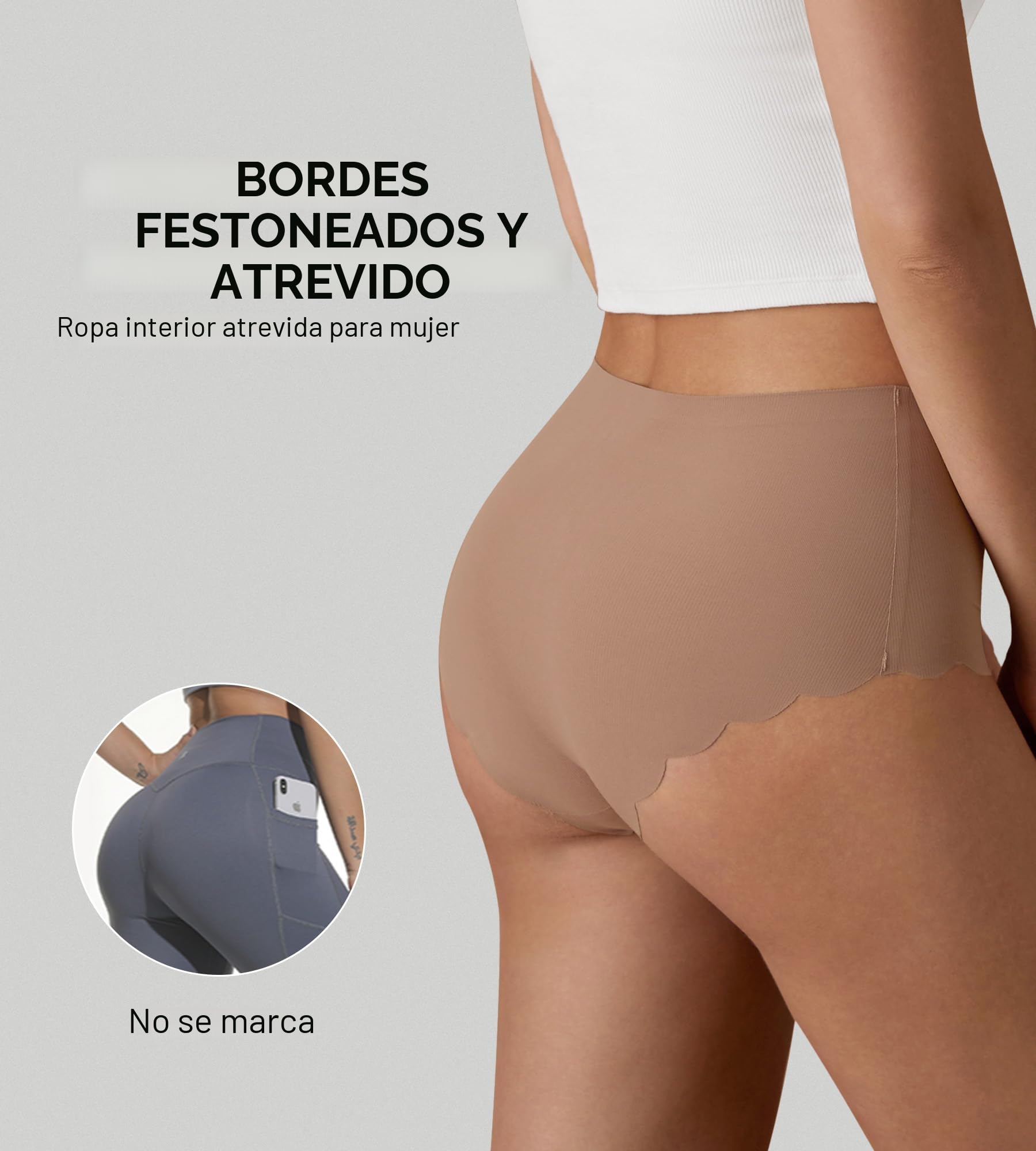 SHARICCA Bragas sin Costuras Mujer - Culotte Cintura Alta Cómodas y Suaves Braguitas Invisibles Elástico Colores Lisos XS-5XL