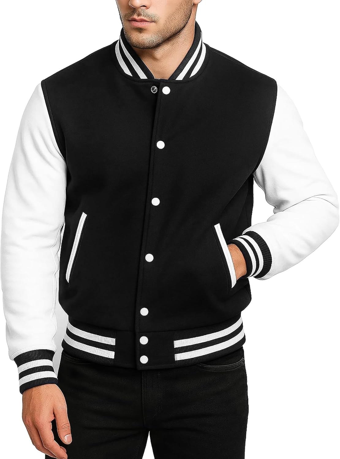 LP-FACON Unisex Varsity Letterman Jacket | Mens College Baseball High School Bomber Wool + Faux Leather Jacket