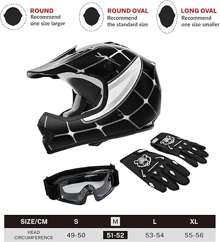 Miniatura 4 de SLMOTO DOT Casco de Motocross Todoterreno de Calle para Jóvenes y Niños Araña Negra Casco de Motocicleta para Jóvenes Casco de Bicicleta de Tierra