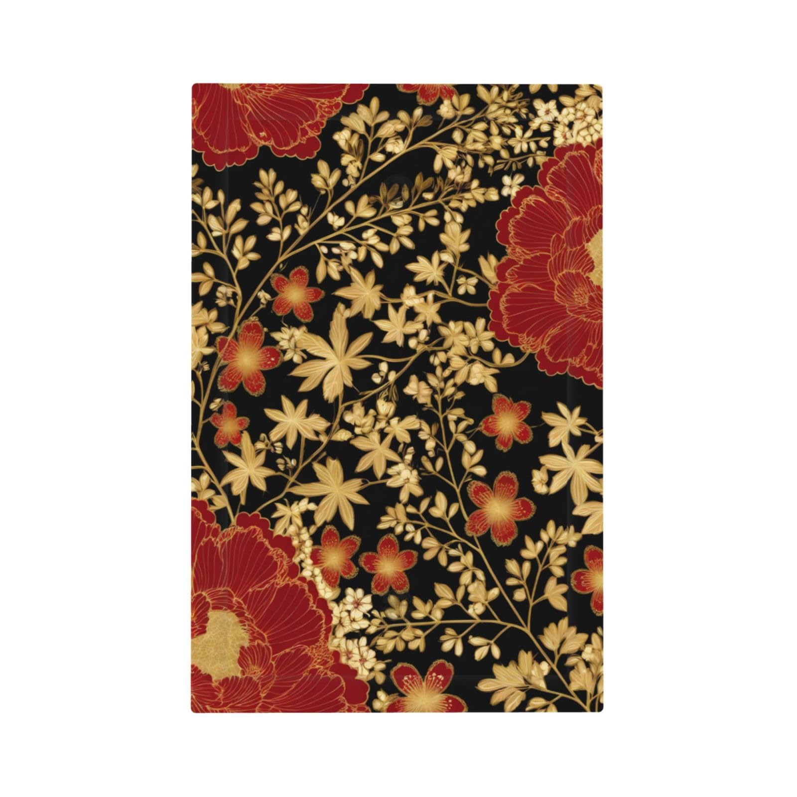 SgEdao Decorative Switch Covers Plate Rustic Morris Red Flowers Gold Leaves 1 Gang No Device Single Blank Outlet Covers Wall Plate Cover Light Switch Plate Electrical Faceplate for Bedroom Decor