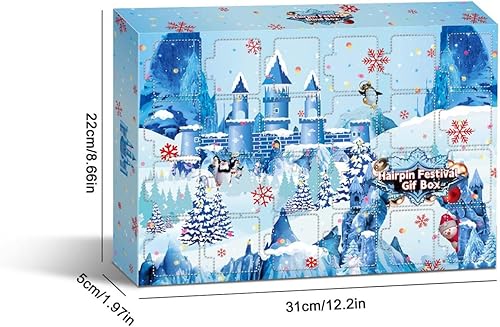 Miniatura 7 de Calendario de Adviento 2023, accesorios para el cabello, calendario de Adviento de Navidad para niñas, pinzas para el cabello, calendario de cuenta