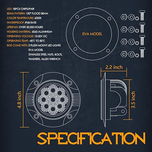 Miniatura 2 de Nirider - Cápsulas LED de montaje empotrado, 2 luces de parachoques de 72 W, luces de conducción de haz de inundación de 5 pulgadas, barra de luz