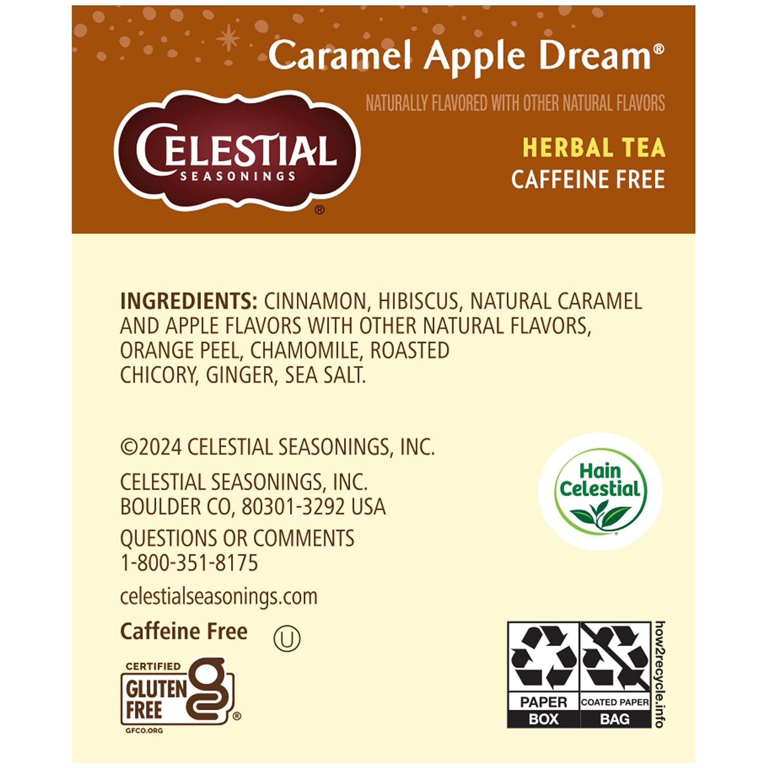 Celestial Seasonings Herbal Tea, Caramel Apple Dream, 18 Count (Pack of 6)