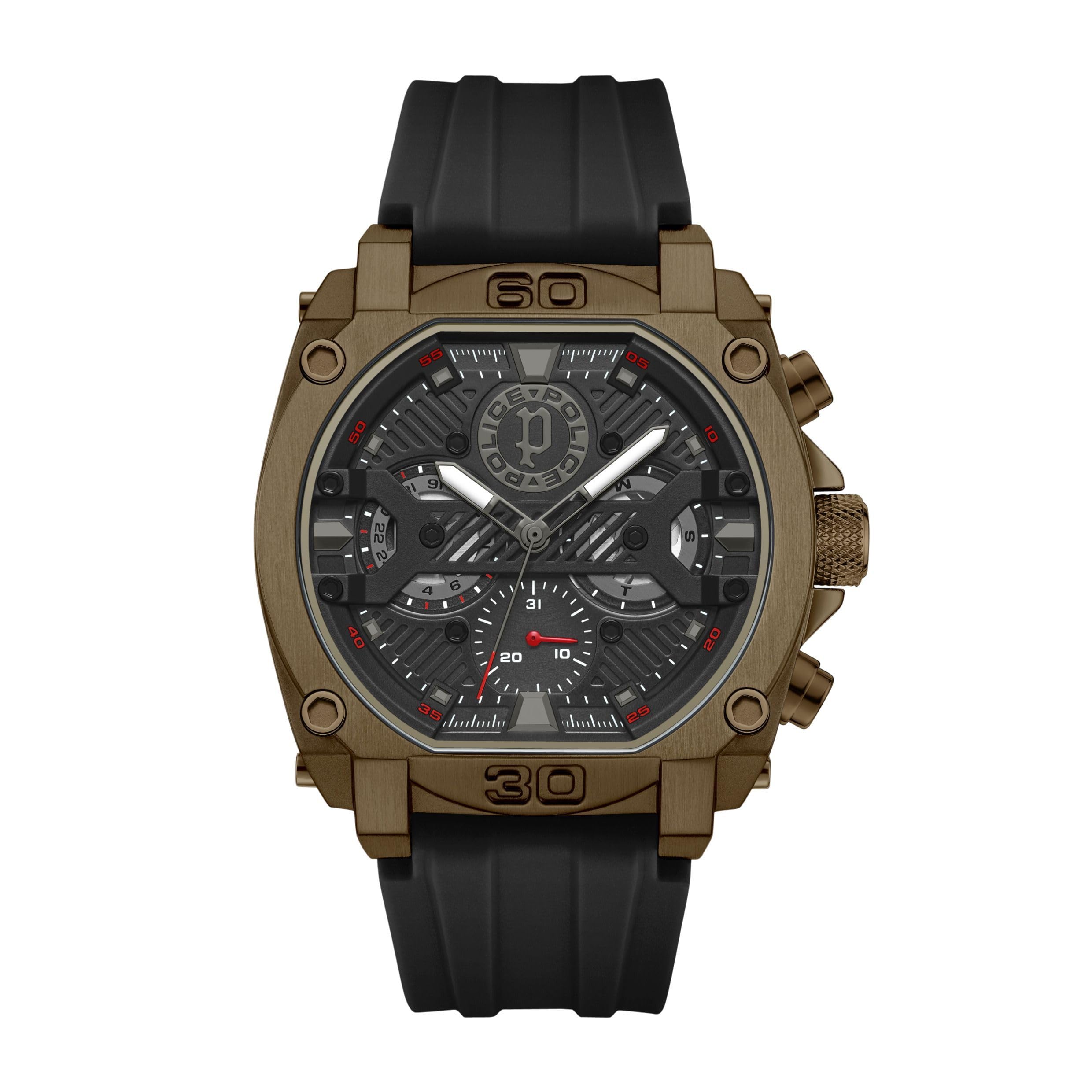 Reloj Police - Pewgq0040003 / Norwood Black Dial Black Silicon Strap 5 Atm