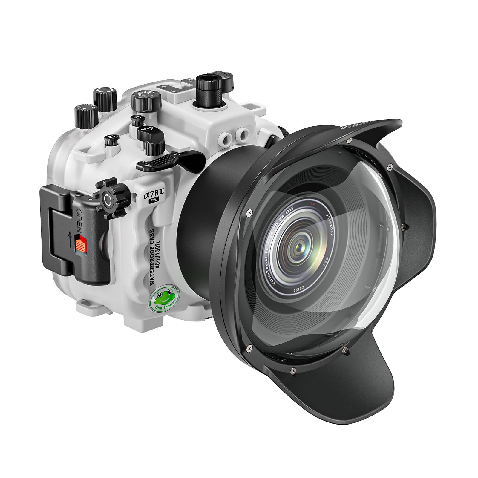 Professional Waterproof Camera Housing Case Compatible with Sony A7iii A7riii, 40M/130FT Depth Underwater Protection (White, Dome Port)