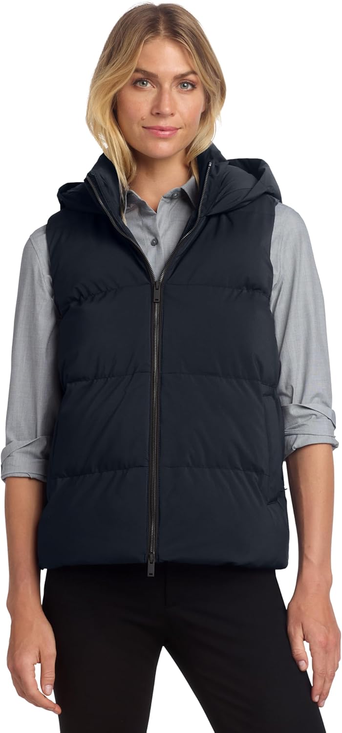 Mercer+Mettle Women's Puffy Vest | Hooded Puffer Vest for Women, Water Repellent, Breathable, Lightweight Insulation