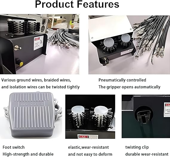 Automatic Wire Stripper Machine, Portable Wire Twisting Machine, Adjustable 5-60mm Wire Separation and Twisting Tool Three-Brush Cable Shield Braid Brushing Machine, for Wire Recycling