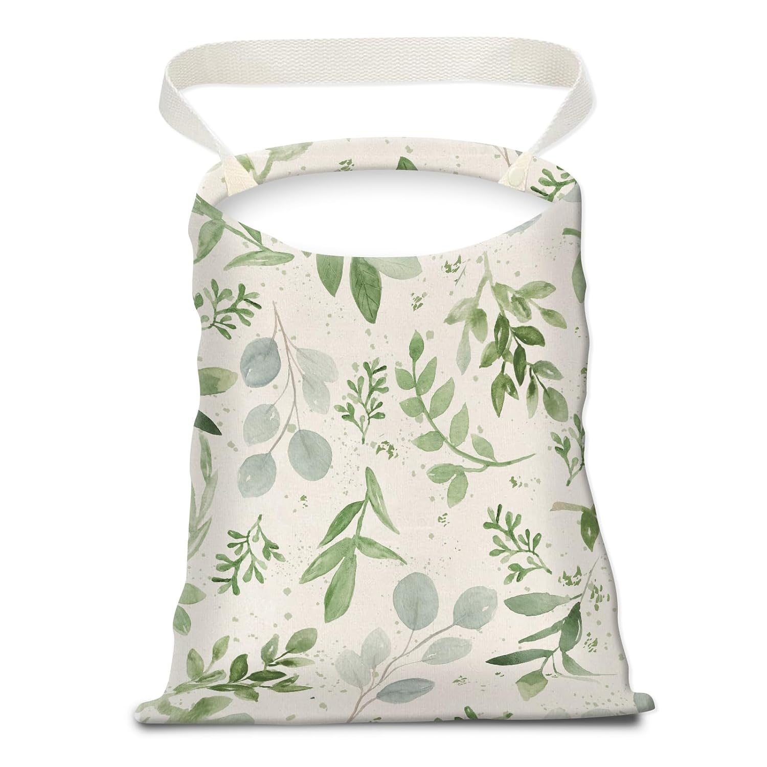 Car Trash Can, Seat Back Hanging Car Trash Bag, Cute Canvas Car Garbage Bag, Essential Car Trash Bin Car Organizers Green Leaf Floral