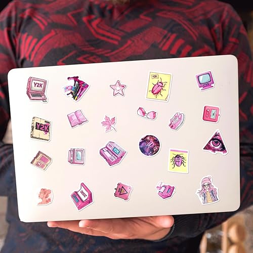Miniatura 6 de Y2k - Calcomanías de vinilo estéticas para adolescentes y niñas, 108 unidades, diseño retro tecnológico, impermeable, paquete de calcomanías para