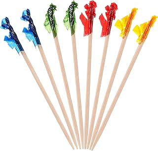 1000 Pcs Cocktail Picks Sticks, Frill Toothpicks for Appetizers, 2.5 Inch Bamboo Skewers, Fancy Appetizer Picks for Various Parties, Colorful Tooth Picks for Fruit, Drinks, Sandwiches, Party Supplies