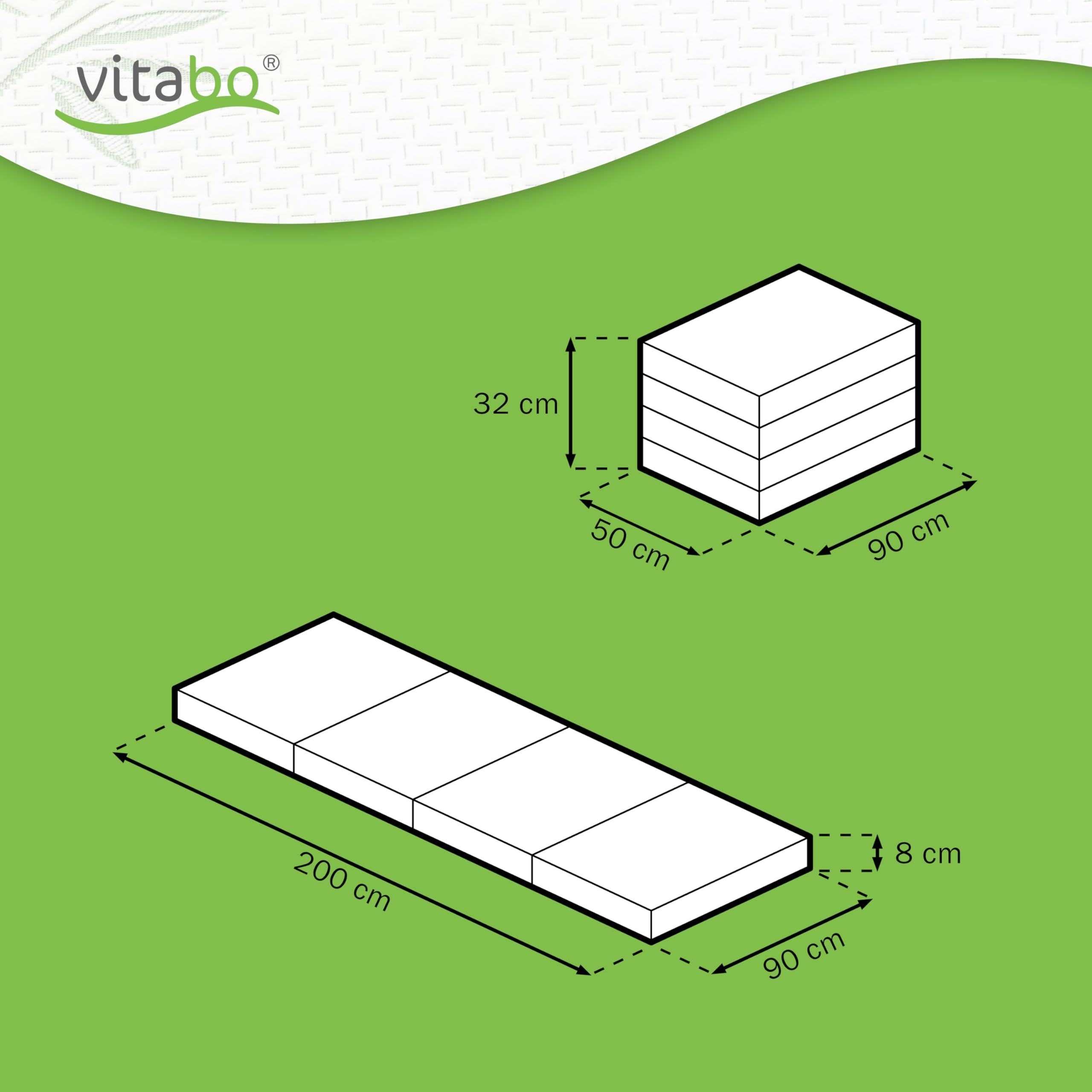 colchón Plegable con Relleno de kapok - 200x90x8cm - colchón de Invitados Plegable, para Furgonetas Camper, Funda de algodón (Crema)
