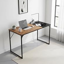 Homy Casa Industrial Computer Desk, 47.2" Writing Table with Vintage Black Top, Black Metal Frame, Modern Home Office Workstation