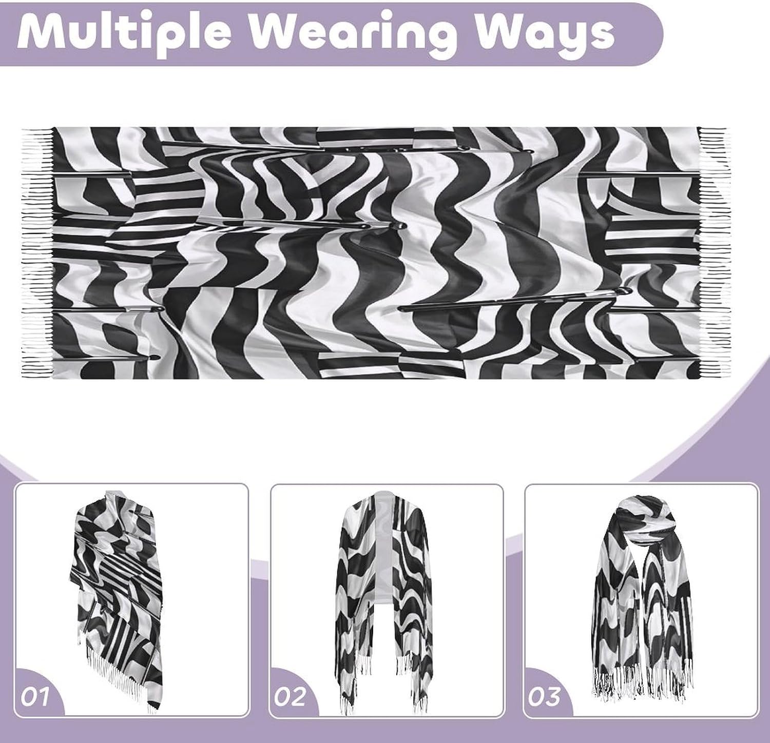 Black White Flags Pattern Scarf for Women Men Classic Fashion Blanket Scarves Soft Cashmere Feel Scarf Cold Weather Warm Long Shawl Winter Large Scarves Classic Blanket Scarfs Thick