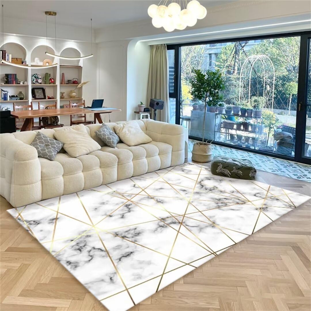 Tapis lavable en machine géométrique moderne 60x120cm pour salon