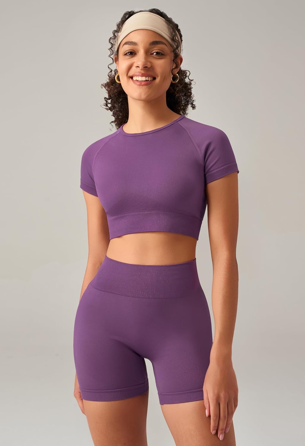 OLCHEE Womens Workout Sets 2 Piece - Seamless Acid Wash Yoga Outfits Shorts and Crop Top Matching Gym Athletic Clothing Set - Image 2