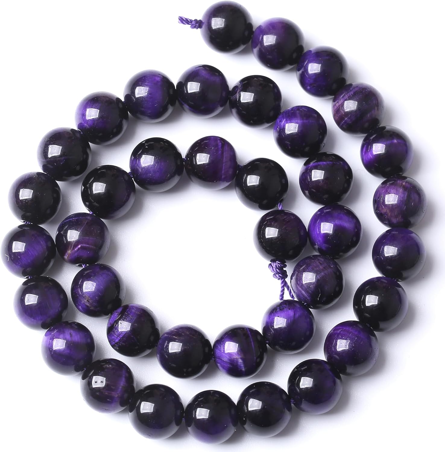 8MM Purple Tiger Eye Round Loose Beads Natural Gem Beads Crystal Energy Stone Beads for Jewelry Making DIY Bracelet Necklace - Image 3