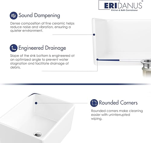Miniatura 6 de Eridanus Fregadero de cocina de 21 pulgadas, fregadero de granja utilitaria, fregadero de preparación y bar, fregadero de lavandería, 20-78 pulgadas