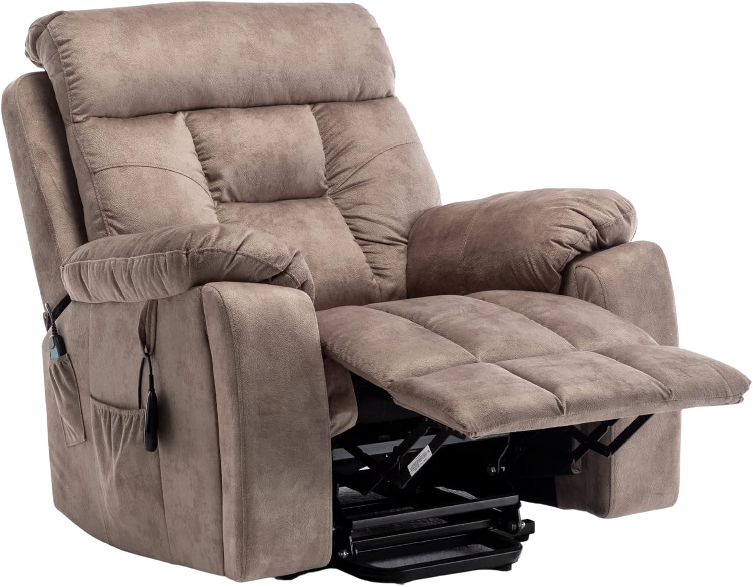 JUUXO Titan Dual Motor Lay Flat Lift Chairs Recliners - Extra Wide Big Man Recliner with Heat  Massage - Hidden Cup Holder - 400 lbs Capacity (Titan 2.0 - Darkgray - Chenille)